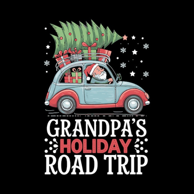 un coche de época con un árbol de Navidad en la parte superior