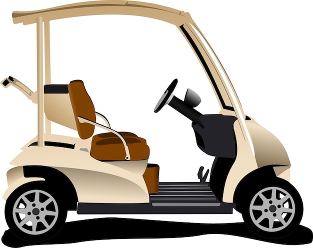 Vector coche de golf eléctrico sobre fondo blanco aislado ilustración vectorial