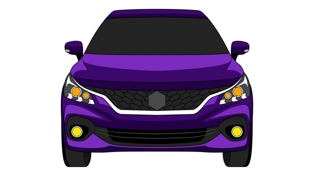 Coche hatchback premium en vector de color brillante Ilustración de vector de color brillante plano de coche realista