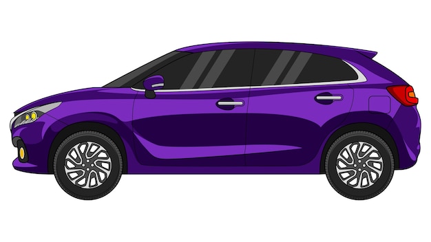 Coche hatchback premium en vector de color brillante Ilustración de vector de color brillante plano de coche realista