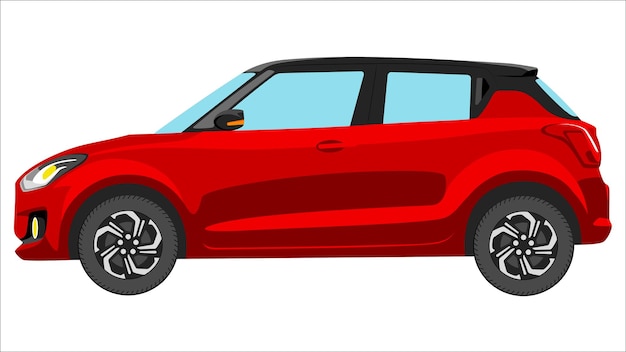 Coche hatchback premium en vector de color brillante ilustración de vector de color brillante plano de coche realista