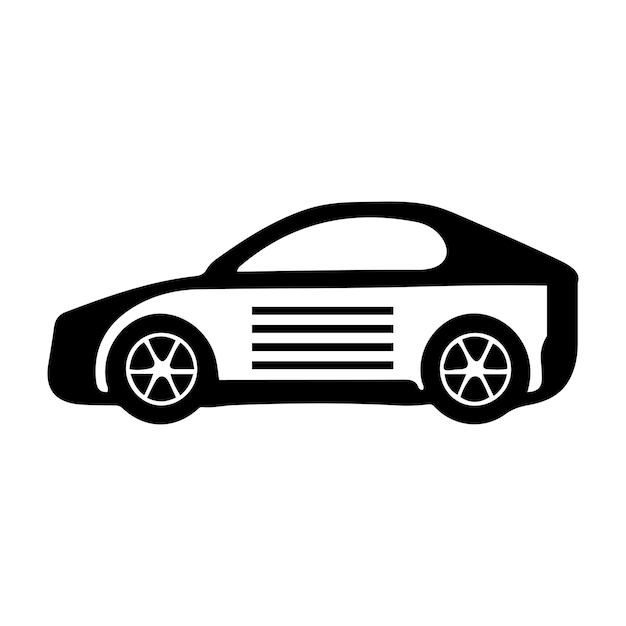 Coche icono símbolo vector logo contorno negro aislado sobre fondo blanco.