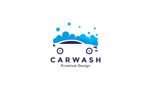 Coche con lavado de burbujas azul moderno logotipo símbolo icono vector gráfico diseño ilustración