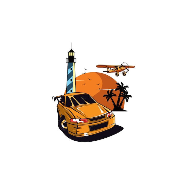 Coche y el logo del sol