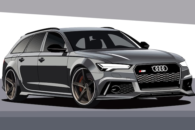 Vector coche de lujo audi rs6 avant automóvil coche de carreras coche deportivo ilustración vectorial coche deportivo moderno carreras de velocidad de vehículos de lujo