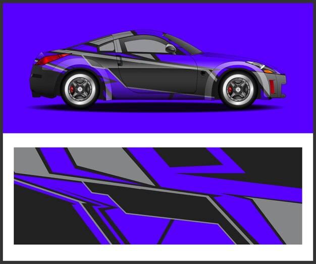 Un coche morado y negro con la palabra nissan en el lateral.