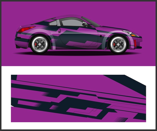 Un coche morado con la palabra nissan en el lateral.