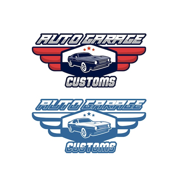 coche del músculo del diseño de la insignia del logotipo del garaje automotriz