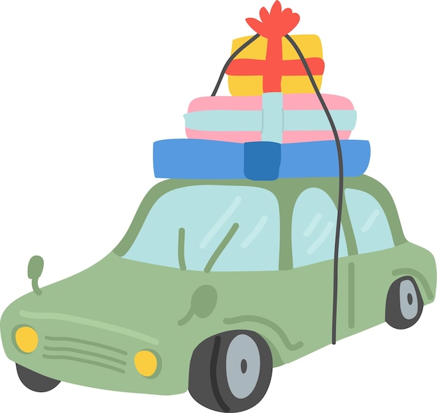 Coche de Navidad con regalos