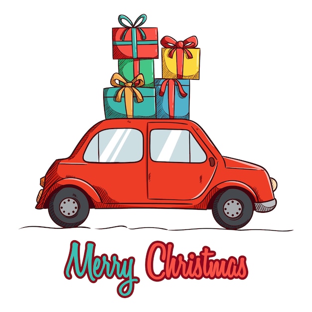 coche de navidad con traer muchos regalos.
