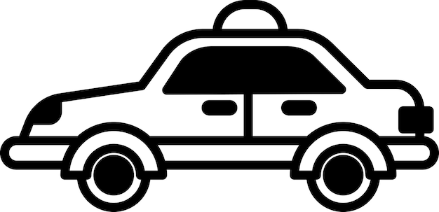 coche negro y blanco con un taxi en la parte superior
