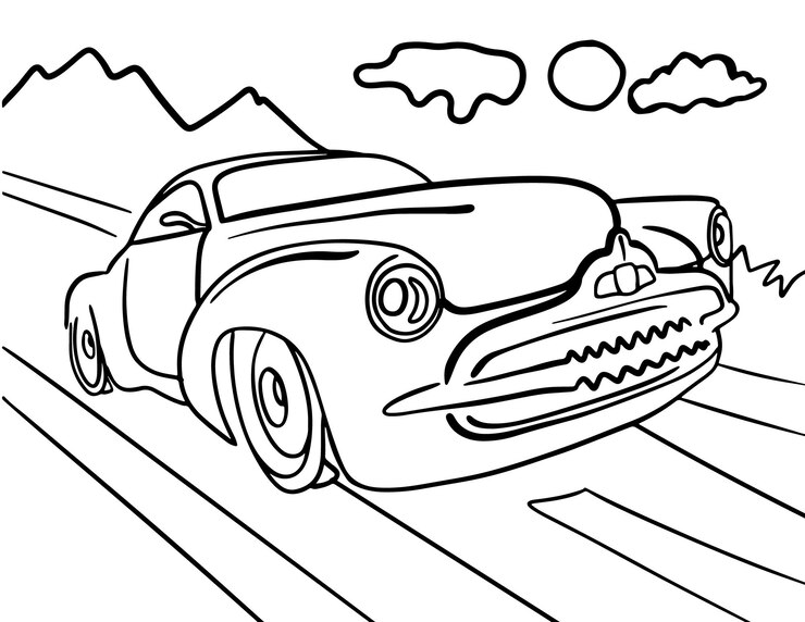 Vector coche página para colorear para niños arte de línea vector diseño imprimible en blanco para que los niños completen