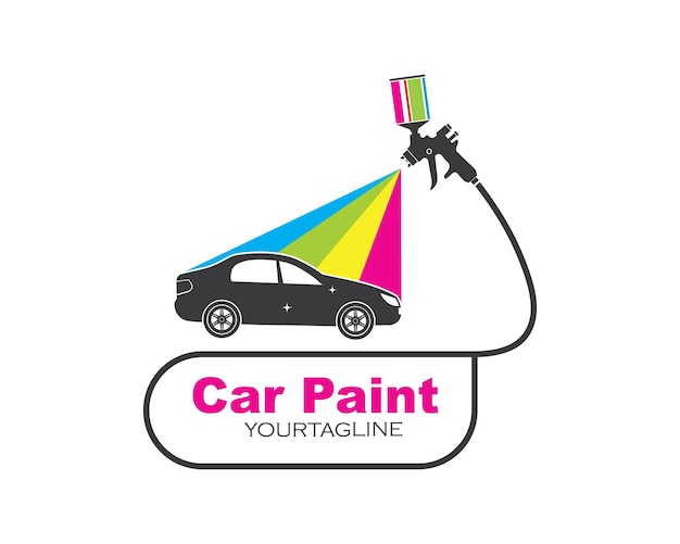 Coche pintura logo icono ilustración vector diseño