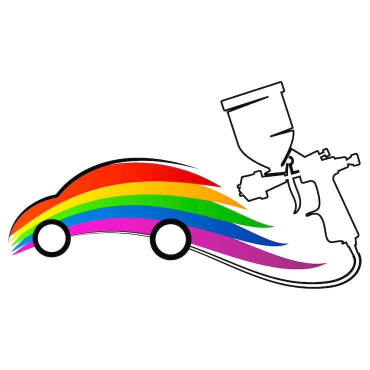 Vector coche con pistola de pintura de colores