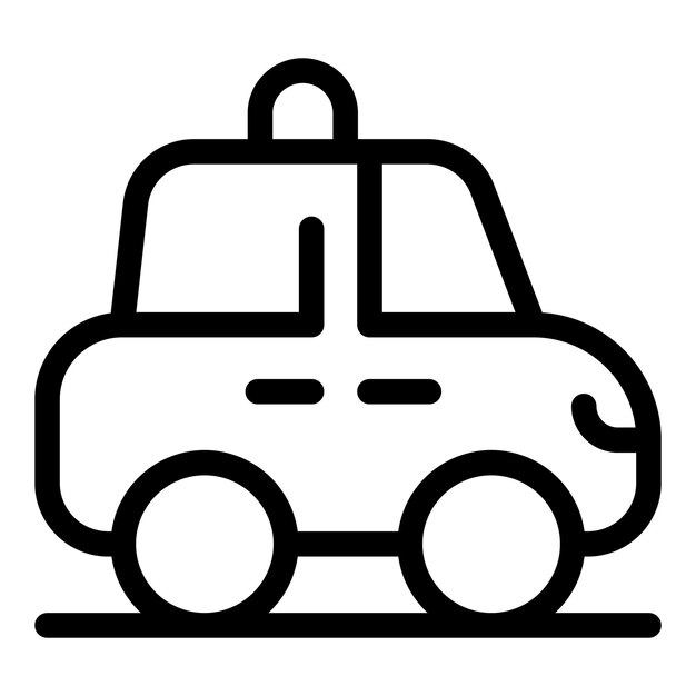 Un coche de policía blanco y negro conduciendo en el icono de la carretera