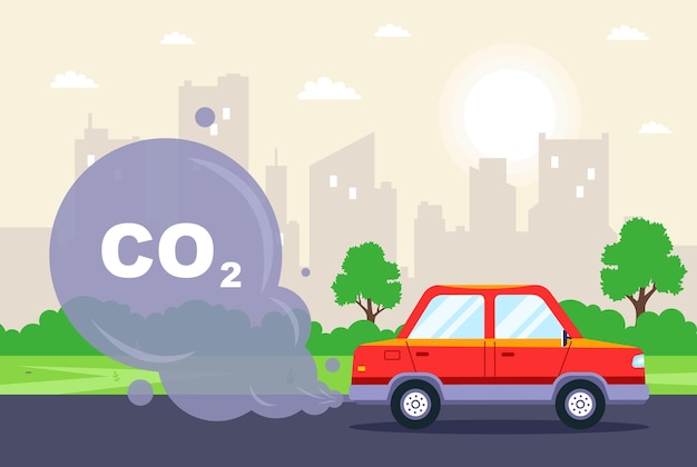 El coche produce una gran cantidad de gases de escape sustancias delirantes CO2