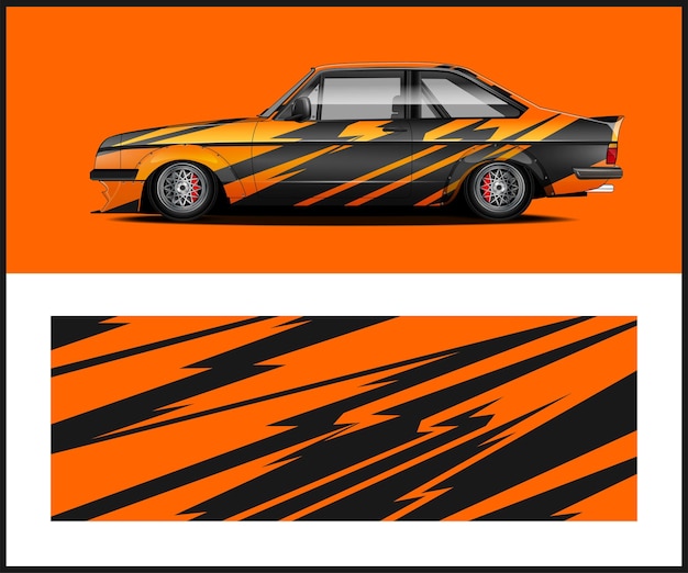 Un coche con rayas naranjas en el lateral.