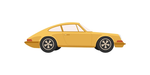 Coche retro amarillo vintage aislado sobre fondo blanco Ilustración vectorial