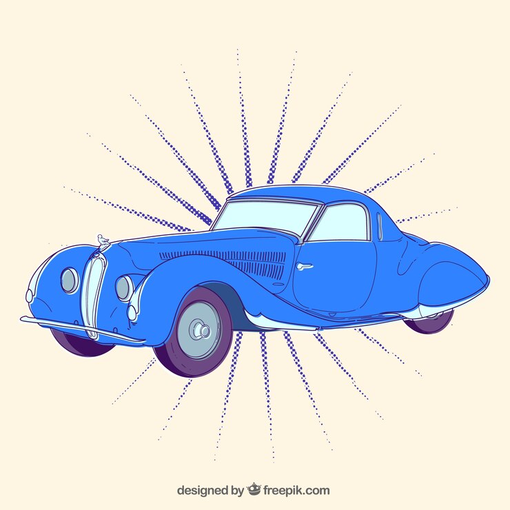 Vector coche retro azul