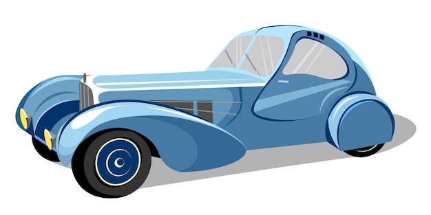 Coche retro color azul claro aislado en vector blanco