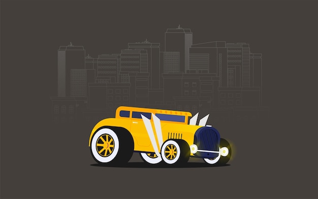 Coche retro vector plano aislado sobre fondo de color