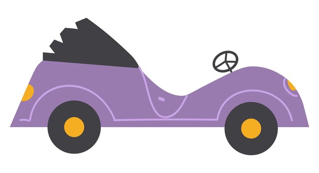 Coche retro violeta con techo plegable