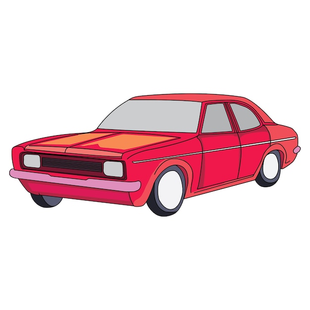 Un coche rojo aislado sobre un fondo blanco