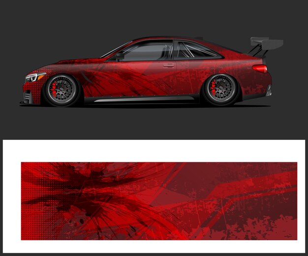 un coche rojo con un diseño rojo en el frente y la parte delantera del coche tiene un diseño roja