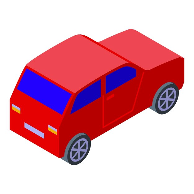 El coche rojo está quieto en vista isométrica