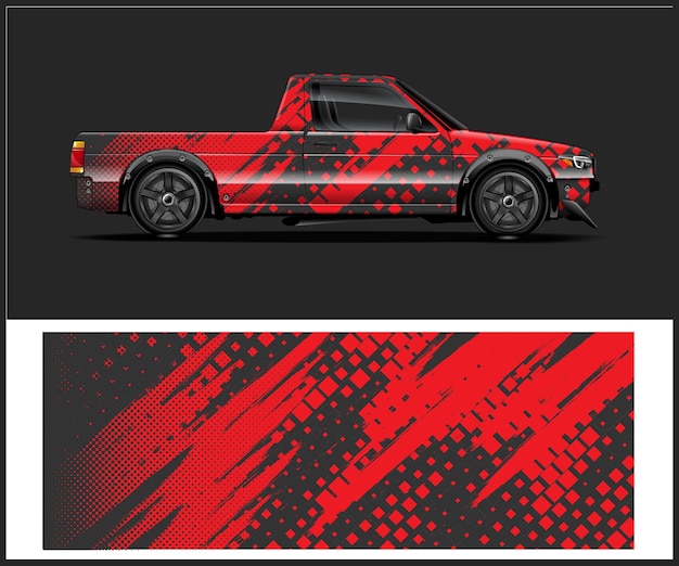 un coche rojo con un fondo negro y un fondo rojo y negro