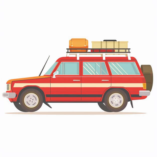 un coche rojo con una franja roja en la parte superior