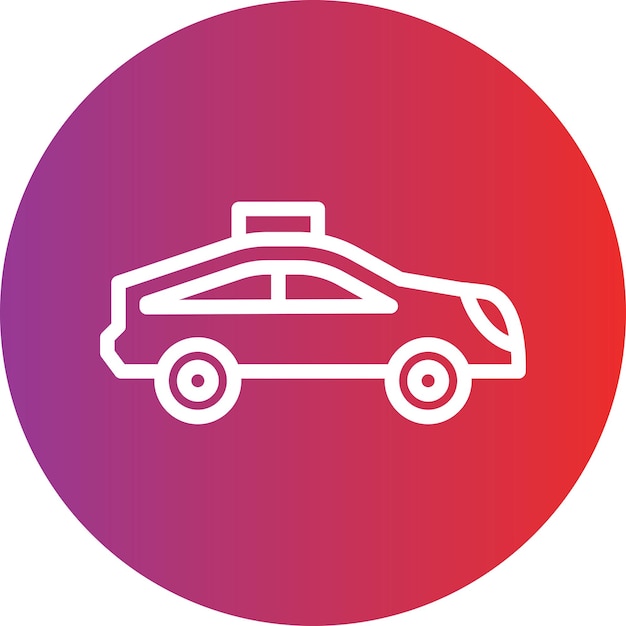 un coche rojo y púrpura con un círculo rojo que dice taxi en él