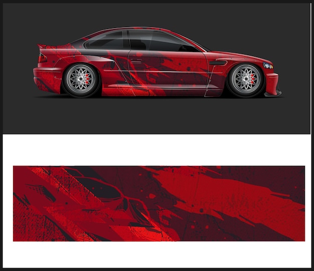 un coche rojo con un trabajo de pintura roja en la parte delantera y el frente de la imagen tiene un automóvil rojo en el frente