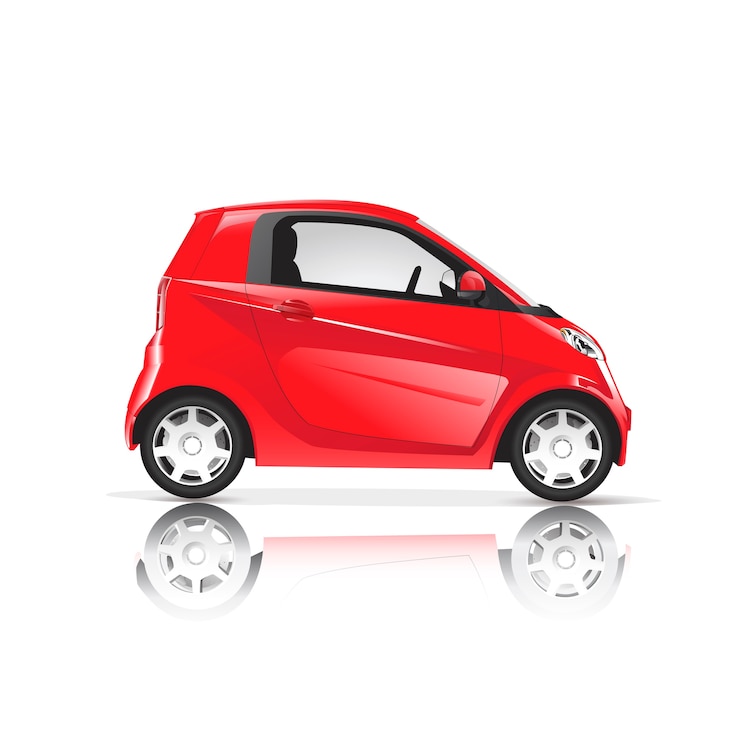 Vector coche rojo tridimensional aislado en el fondo blanco