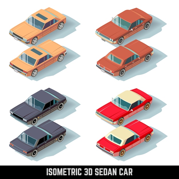 Coche sedán 3D isométrico