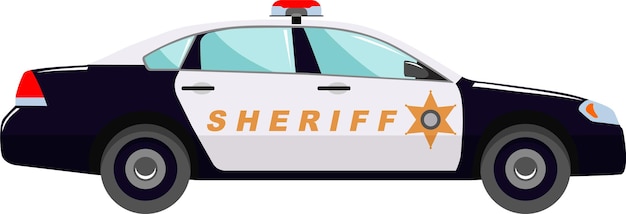 Coche del sheriff con estrella en el icono lateral en ilustración vectorial de estilo plano