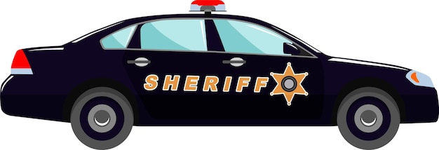 Coche del sheriff con estrella en el icono lateral en ilustración vectorial de estilo plano