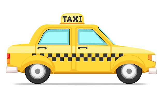 Vector coche taxi amarillo, viaje rápido. servicio de taxi