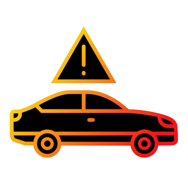 un coche con un triángulo que dice precaución en el lado