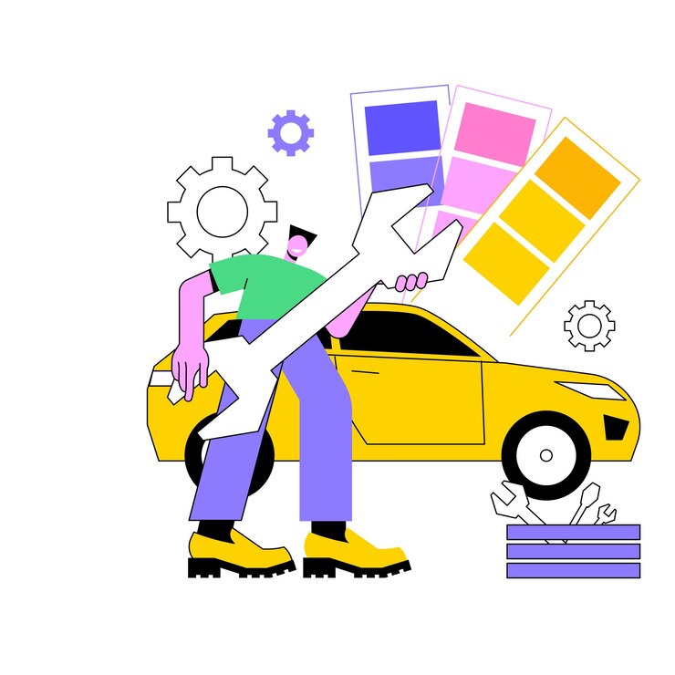 Vector coche tuning concepto abstracto ilustración vectorial