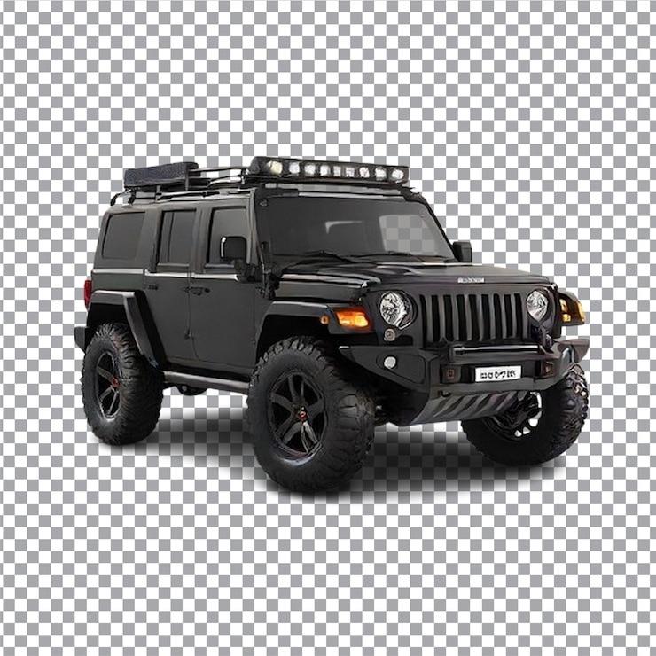 Vector un coche de vehículo offroad negro en un fondo transparente