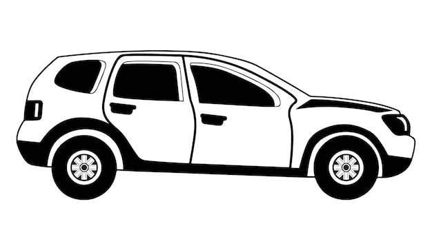 Coche vehículos línea arte Vectores Siluetas