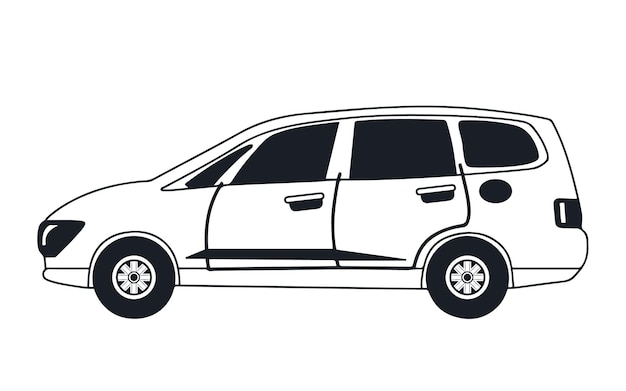 Coche vehículos línea arte Vectores Siluetas