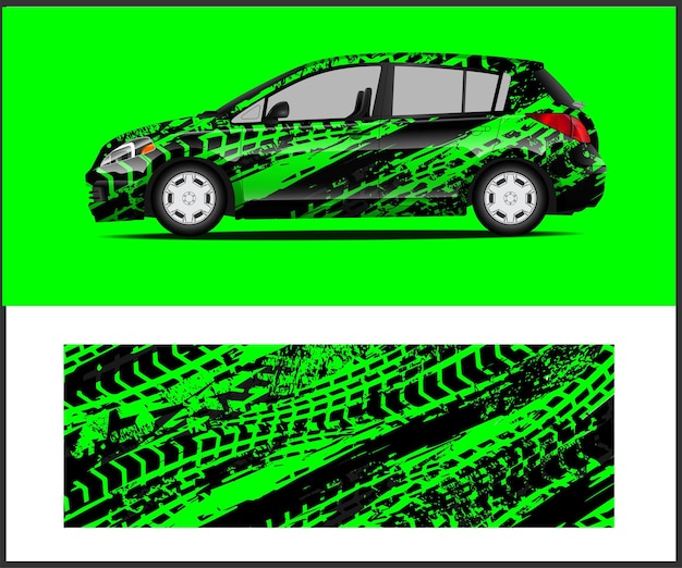 Un coche verde y negro con la palabra neumático