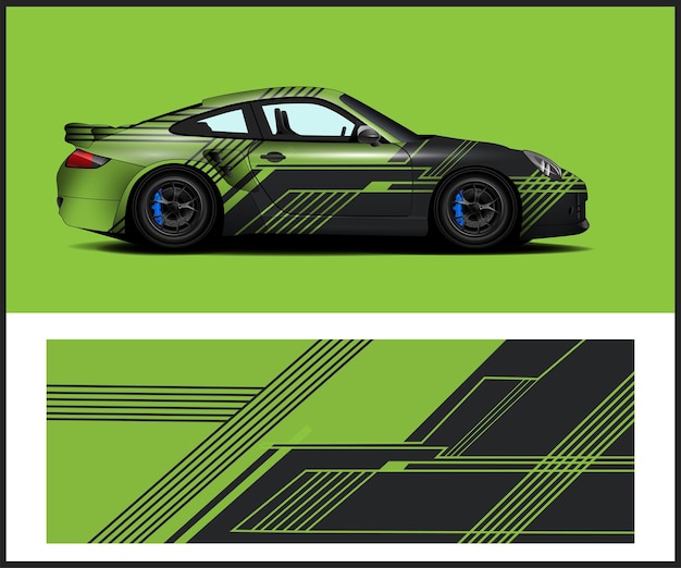 Un coche verde y negro con la palabra porsche en él
