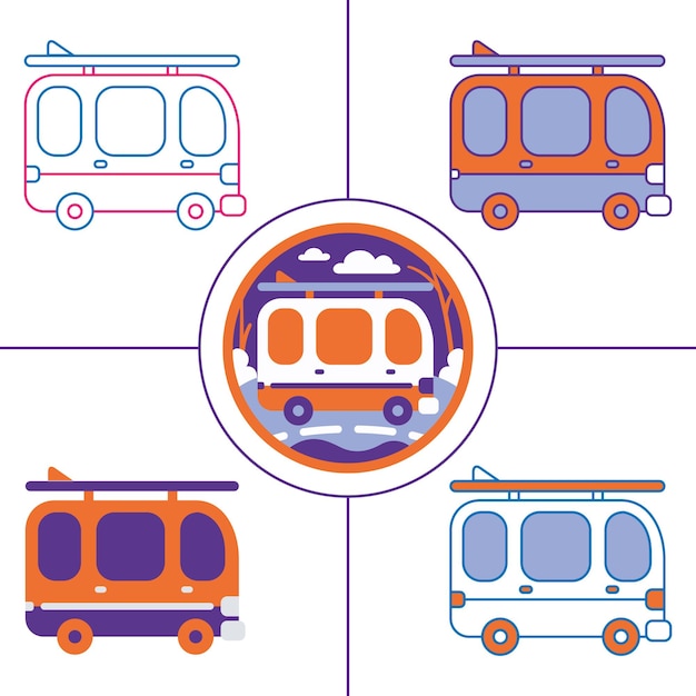 coche de viaje en estilo de diseño plano