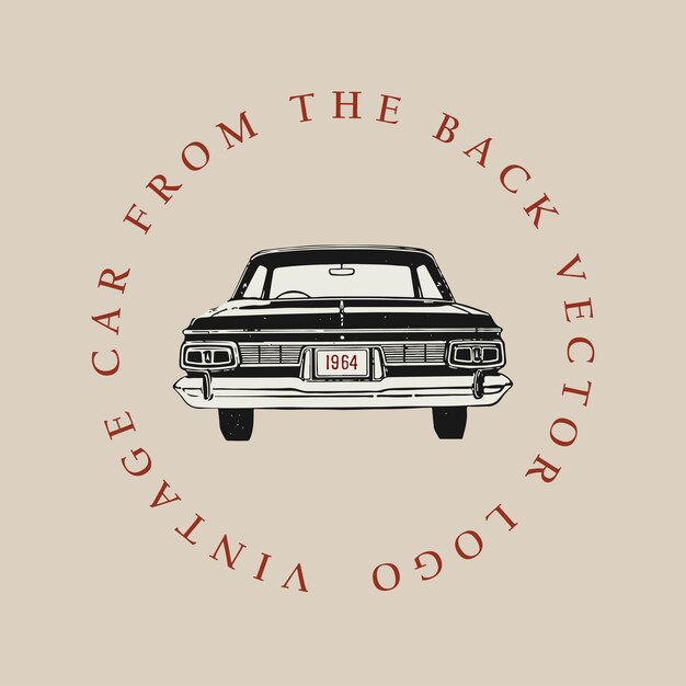 Coche vintage desde la parte trasera logotipo retro vieja plantilla de cartel de ilustración elementos vectoriales de diseño