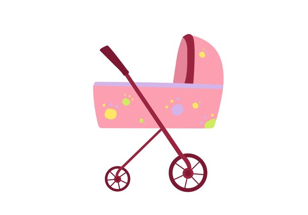 Cochecito de bebé para bebés en estilo plano.