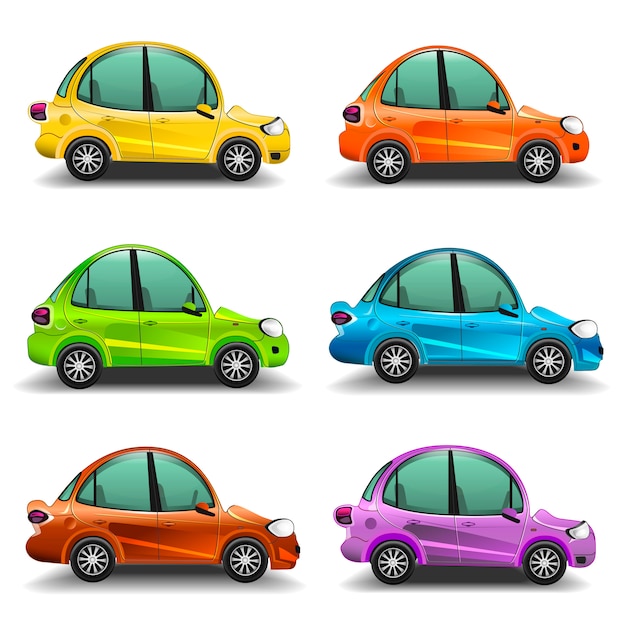 Coches coloridos dibujos animados