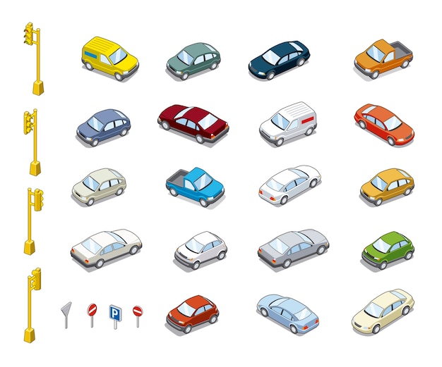 Coches isométricos y semáforos